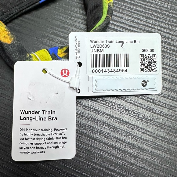 Lululemon Wunder Train Long Line Bra NWT Size 8 (UNBM) Undertone Black Multi - Picture 10 of 14